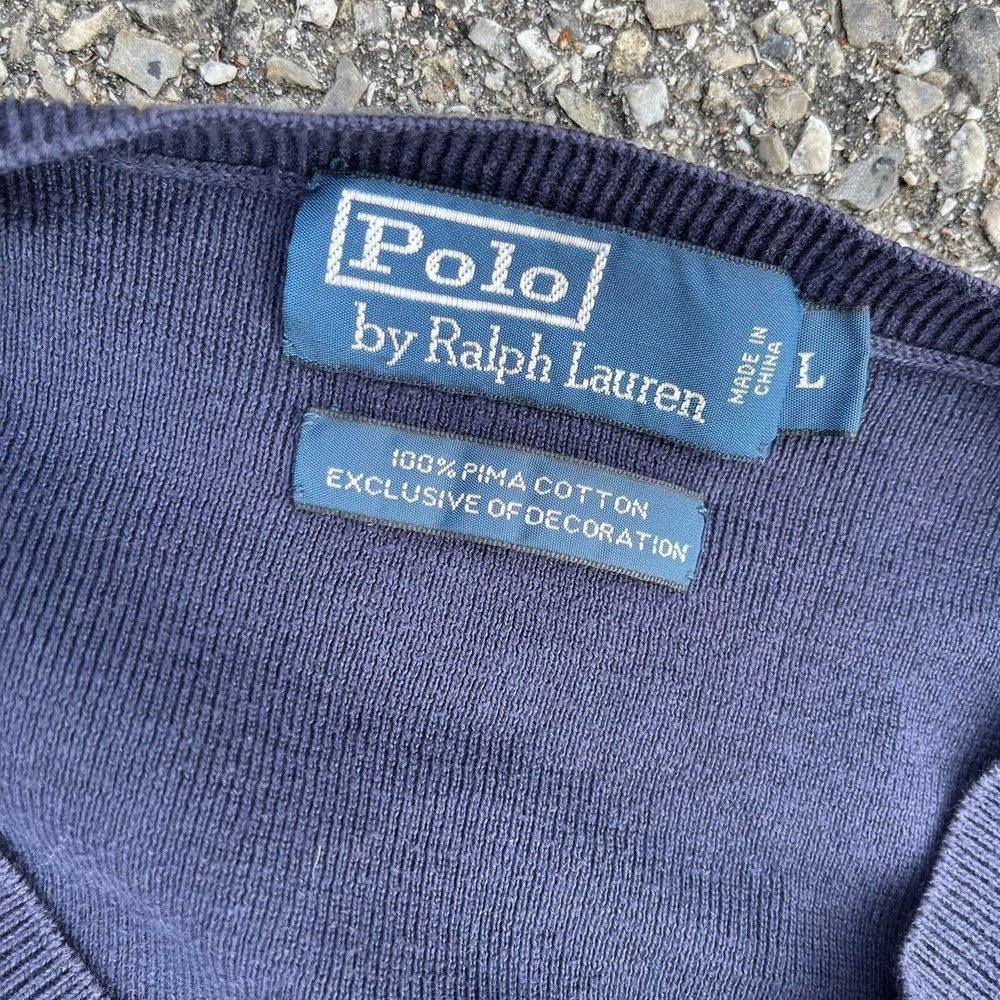 Polo Ralph Lauren navy v neck mens Pima cotton sweater large - Picture 3 of 6